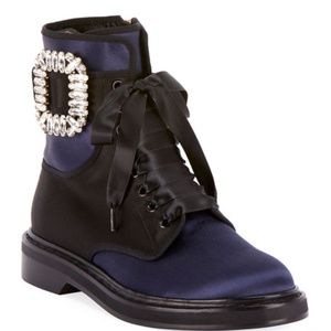 Roger Vivier 'Viv Rangers Strass' Lace-Up Booties